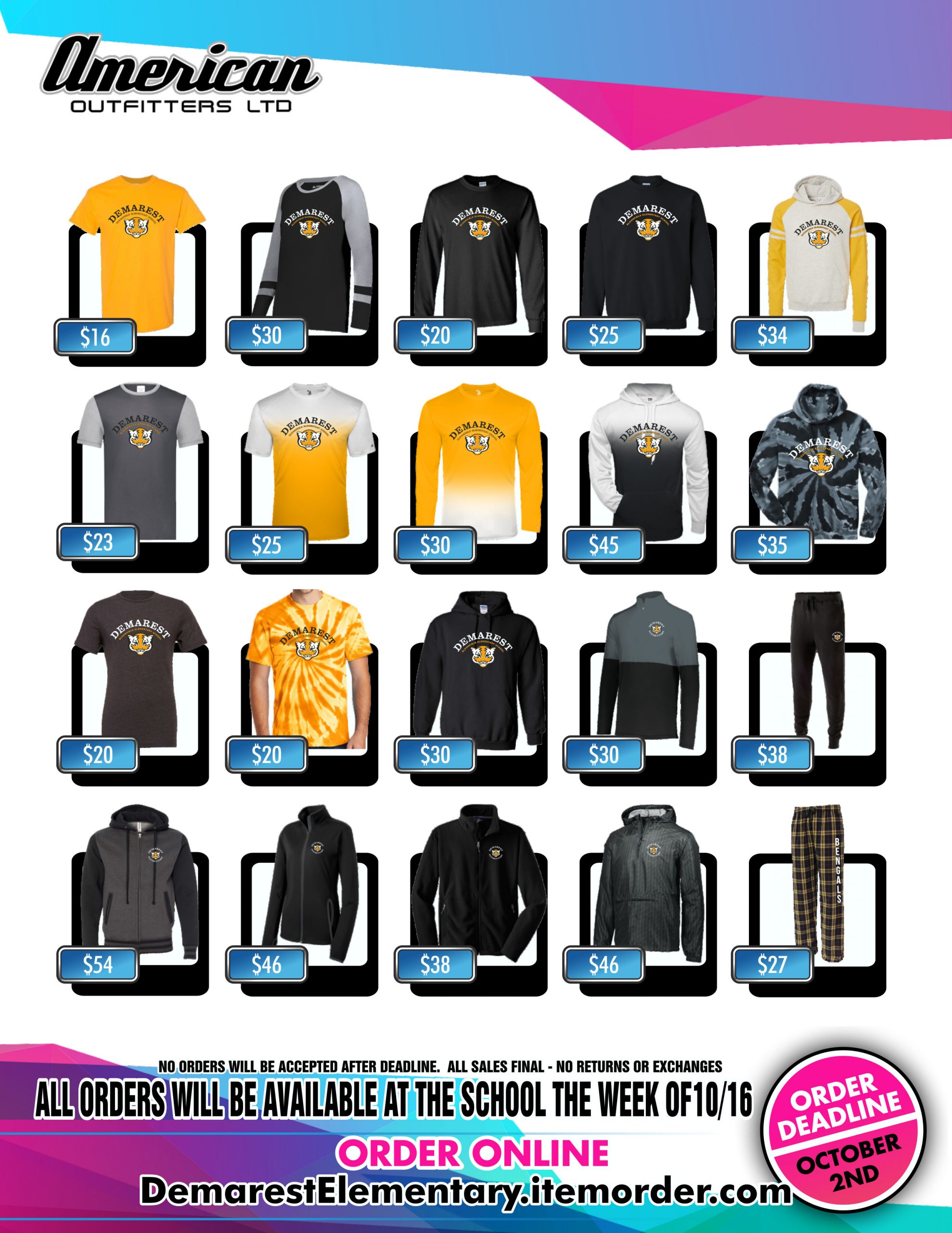 Spirit Wear Sale Ends 10/2 Demarest Home and School Association
